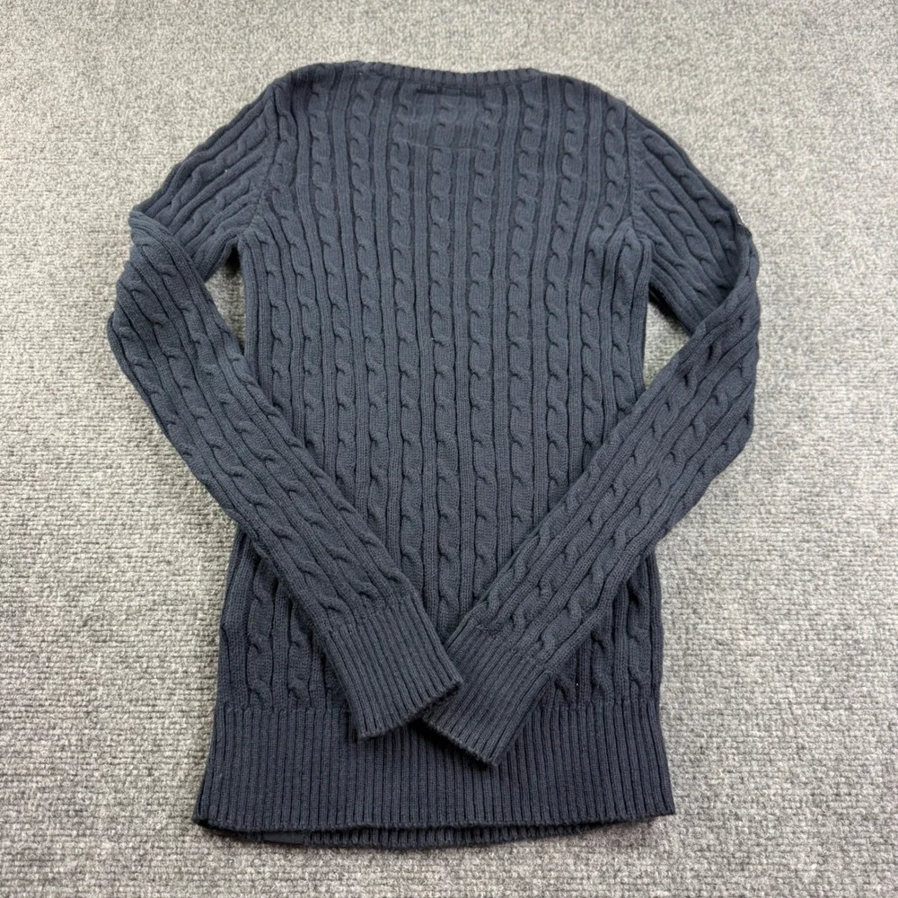 Superdry Cable Knit Sweater Size XXS Navy Blue Cotton Crewneck Women's